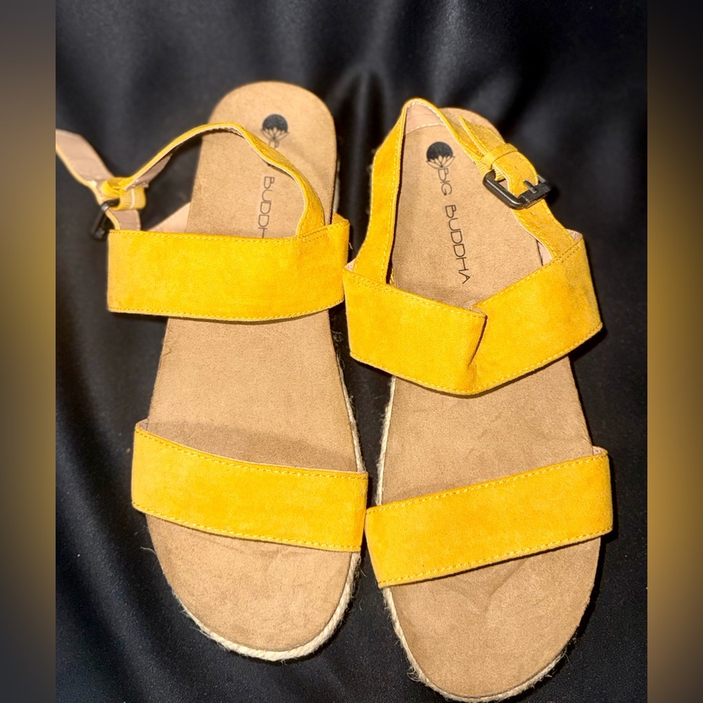 Big Buddha mustard yellow espadrille 2 inch platform sandals
